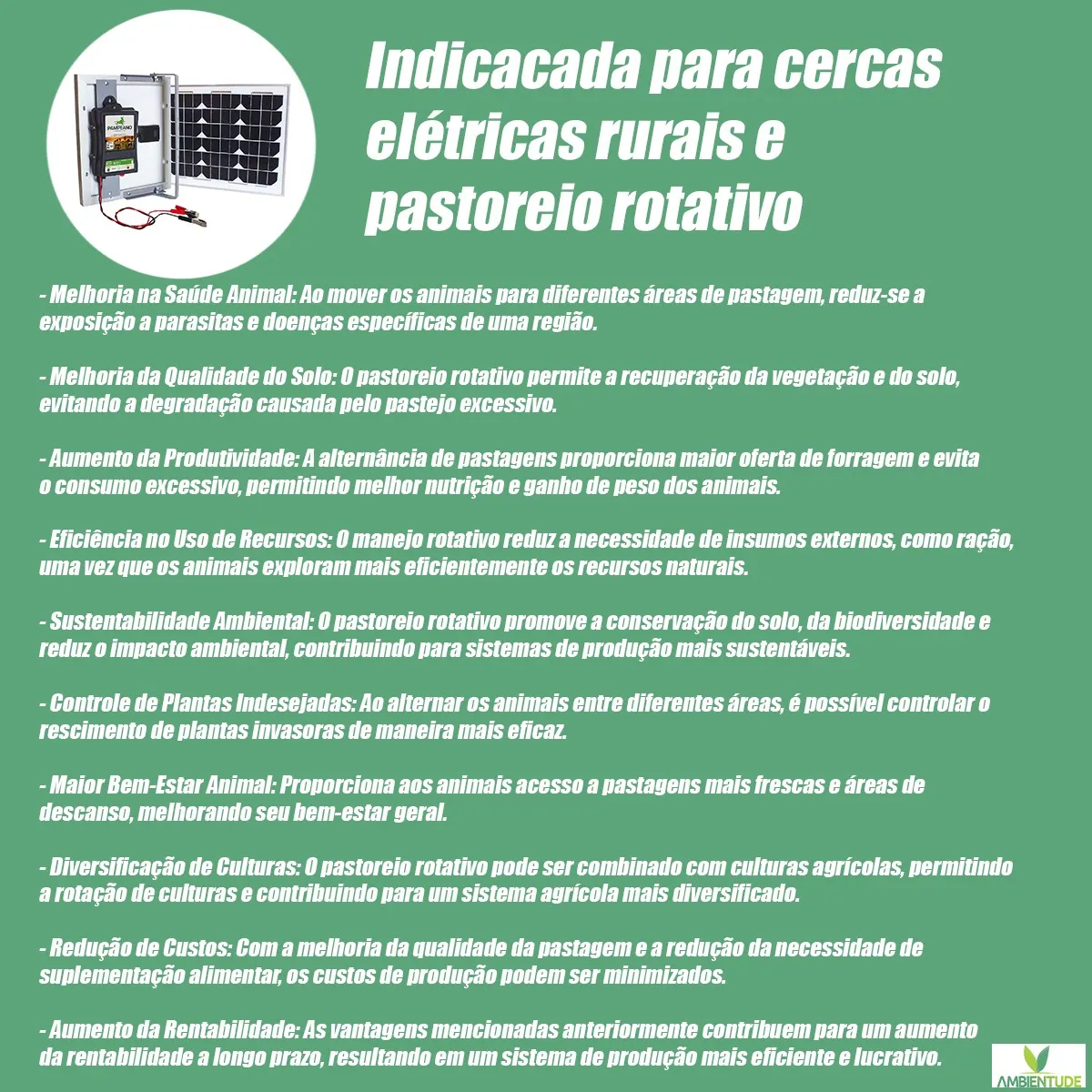 Cerca Elétrica Para Gado Solar Kit Completo Com Acessórios 2