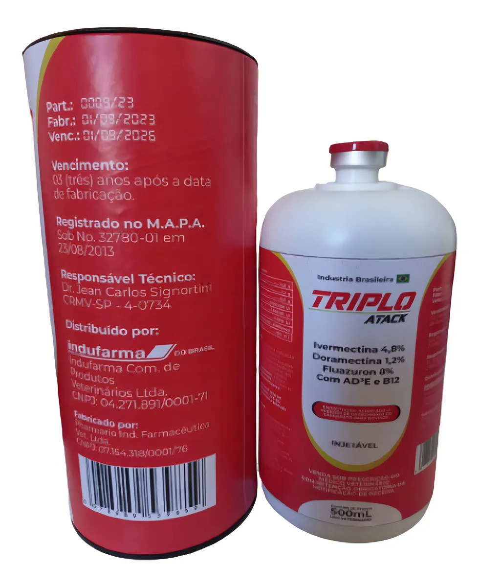Indupharma Triplo Atack longa ação moscas carrapatos vermes bovinos 2